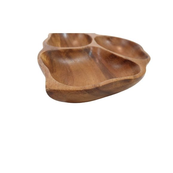 DOLPHIN Genuine Monkey-Pod Divided 3-Section Leaf Serving Bowl Tray Phillipines - Picture 5 of 10